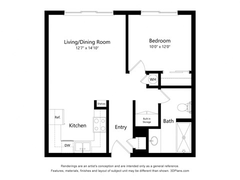 The Avery | One Bed Floor Plan